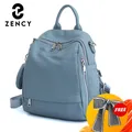 Zency Echt leder Damen Rucksack hochwertige Schult asche Reise weibliche Shopper Umhängetasche