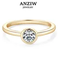 Anziw Klassiker 0 5 ct Moissa inte Eheringe Gold Farb bänder für Frauen 5mm Labor Diamant Solitaire