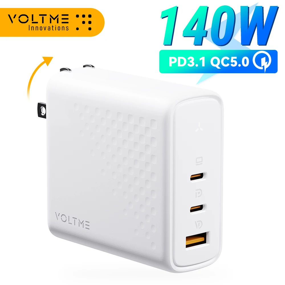 Voltme 140 W GaN III Ladegerät USB Typ C PD Schnellladegerät Quick Charge 4.0 3.0 für iPhone 16 15 14 Pro Max MacBook Laptop Samsung S22 Image