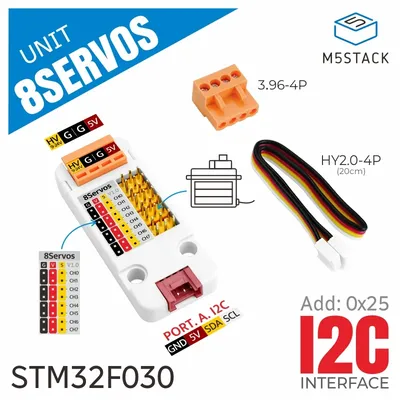 M5Stack Offizielle 8-Kanal-Servotreibereinheit (STM32F030) Image