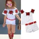 1-7 jahre Infant Kind Baby Mädchen Kleidung Set Off Schulter 3D Rose Blume Rüschen Weiß T-shirt Tops