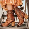 Mode Punk Gothic Stil Schnalle Runde Kappe Stiefel Frauen Schuhe Zipper Stiefel Straße transport