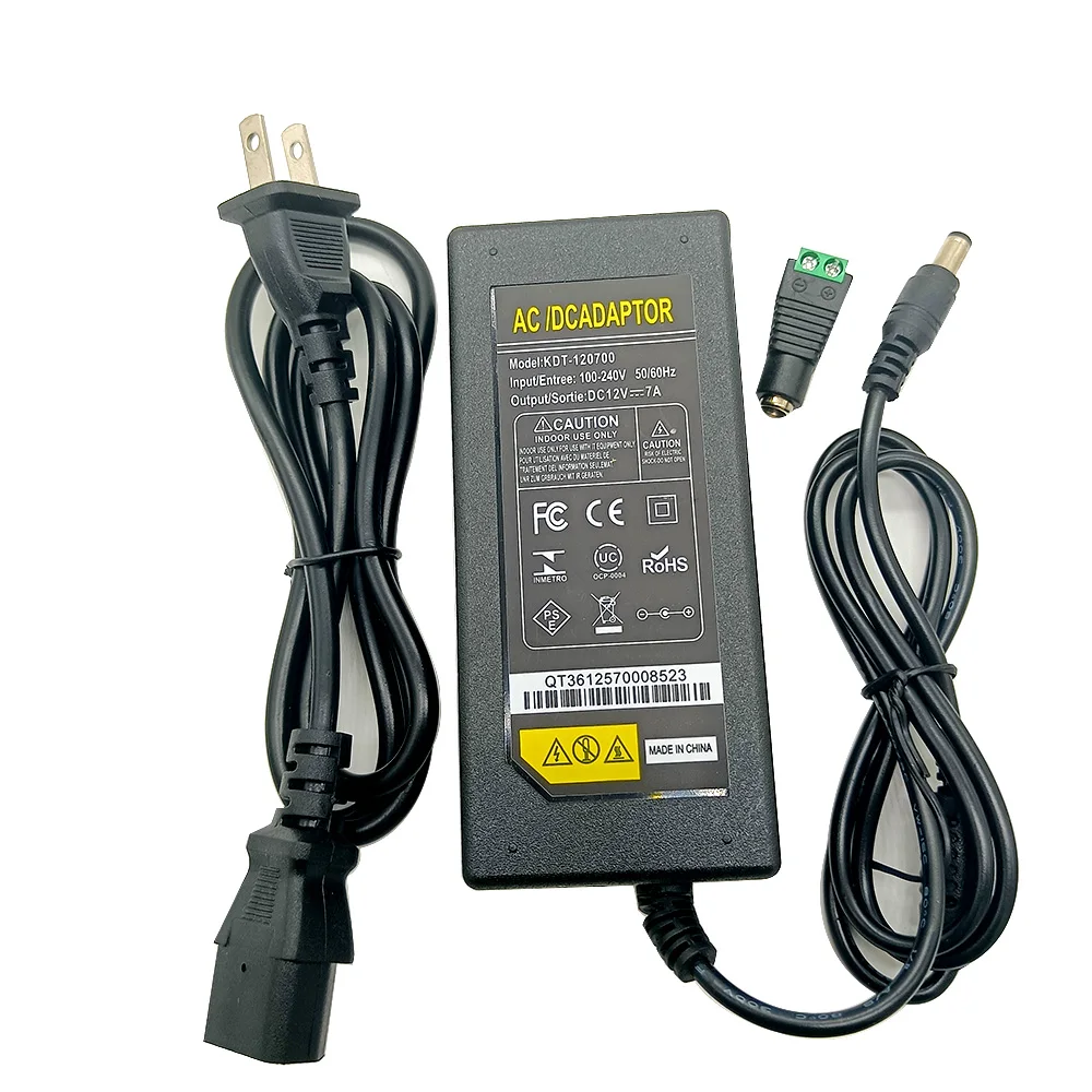 EU Stecker AC 100-240V Zu DC 12V 7A Netzteil Adapter Kabel Für LED Streifen licht/mit Stecker Image