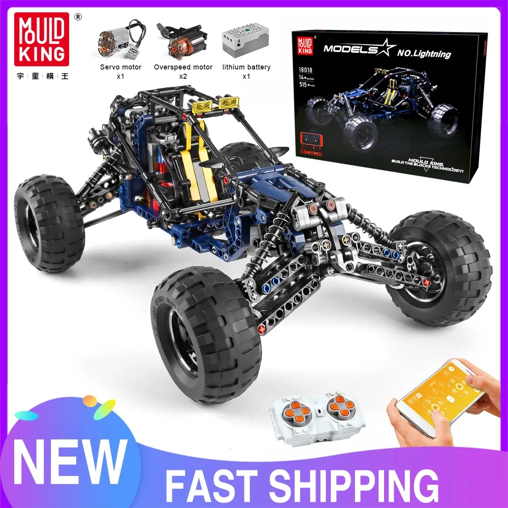 MOULD KÖNIG 18018 Technische Auto Spielzeug Die MOC-3028 APP & RC Motorisierte Blau Blitz Buggy Modell Bausteine Ziegel Kinder geschenke