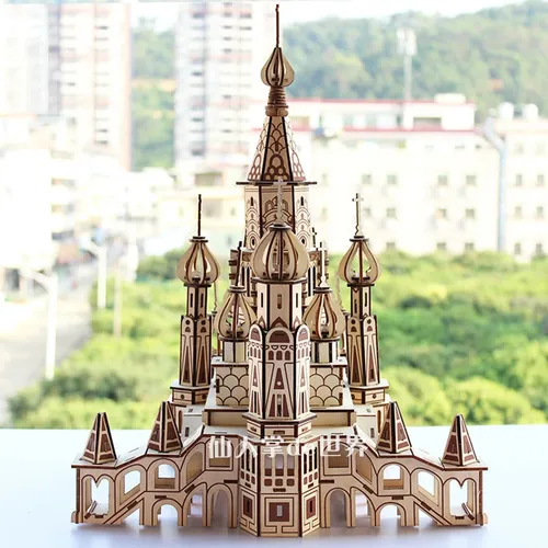 3D Holz puzzle Saint Basilikum Kathedrale Gebäude Haus Kits Schloss Villa Modell Puzzle Teen DIY