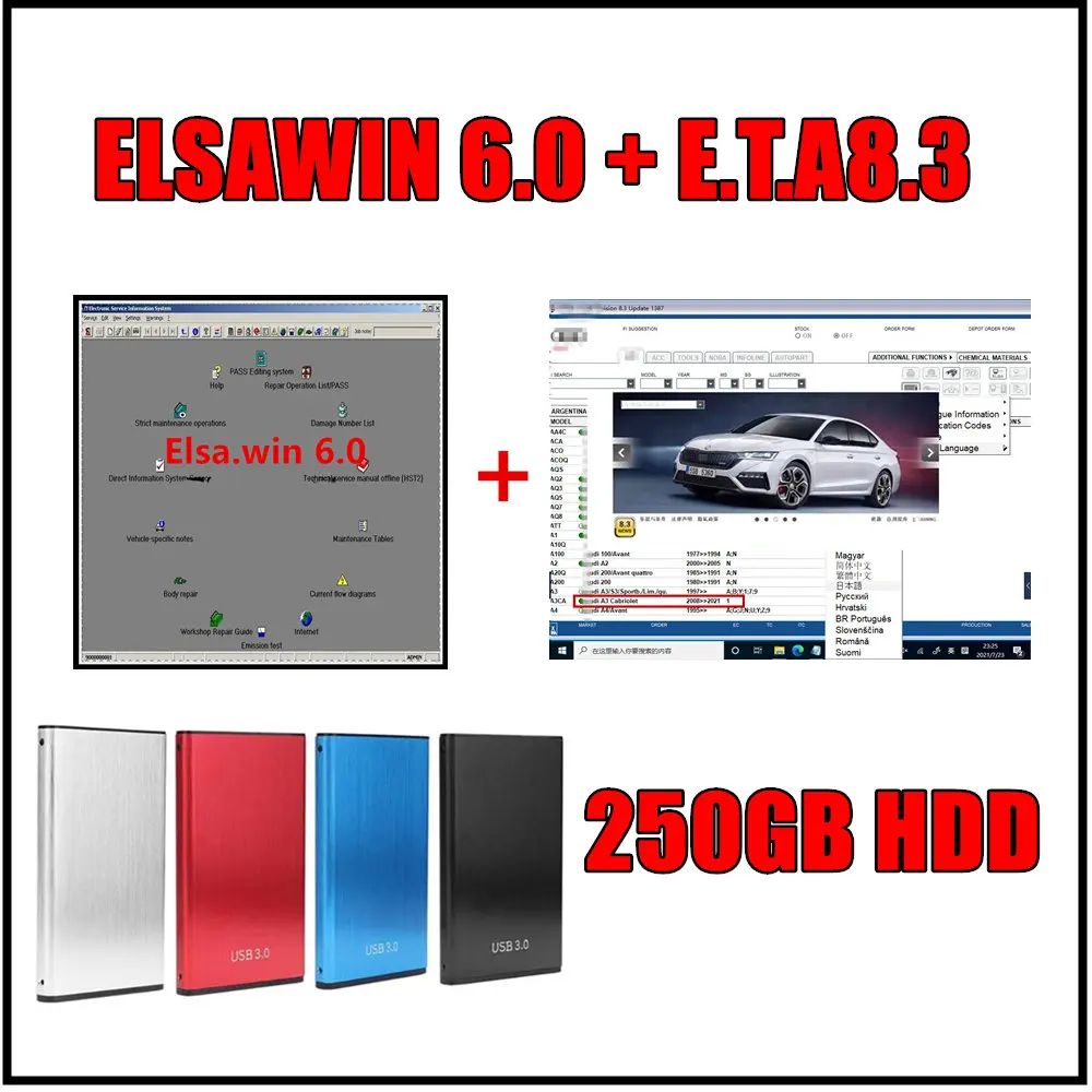 Neuester E T/K 8.3 mit Elsawin 6,0 in 250 GB Festplatte Elsa Win für V-W für A-udi Elsa Win 6.0 Gruppenfahrzeuge Elektronischer Teilekatalog Image