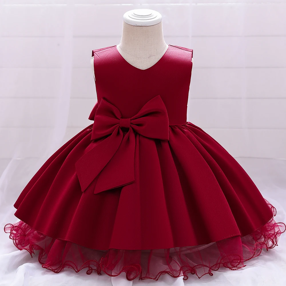 Kleinkind großen Bogen Baby Mädchen Kleider rosa 1. Geburtstag Hochzeit Prinzessin Party Kinder Kleid für Mädchen Brautjungfer Weihnachten Abschluss ball Kostüm Image