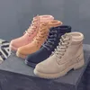 Frühling Herbst Neue Frauen Stiefel Reiten Reit Stiefeletten Damen Plattform Stiefel Lace-Up Plus Größe 36-41 frau Mode Schuhe