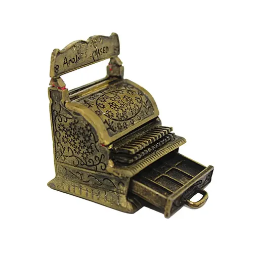 Vintage Miniatur Carving Cash Register Öffnen Ziehen Sammlung für Puppe Dekoration 1/12 Puppenhaus