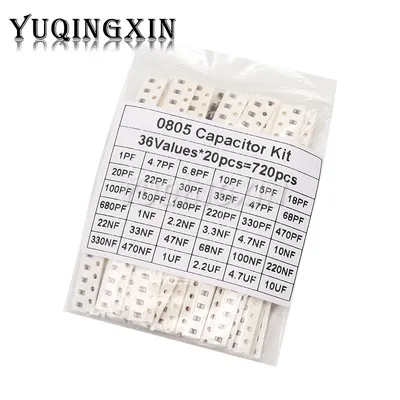 320 Stück 720 Stück 0603 0805 1206 SMD-Kondensator-Sortiment-Set 16/36/50 Werte 1PF – 10 UF Image