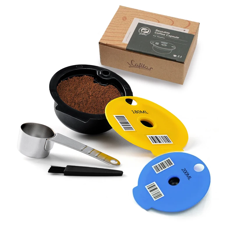 Für Bosch Tassimo Wiederverwendbare Kaffeekapsel-Pod, nachfüllbarer Espresso-Kaffeemaschine-Filter, lebensmittelechter Silikondeckel, 60/180/200/220 ml