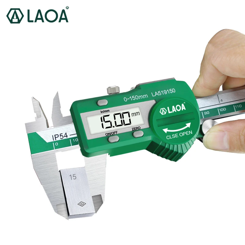 LAOA Digitaler Messschieber, 6 Zoll, 150 mm, Edelstahl, elektronisches Metall, wasserdichter Messschieber, Mikrometer, Tiefenmesswerkzeuge Image