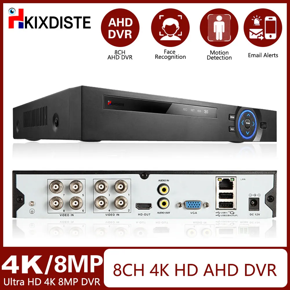 Ahd 4k 8ch cctv dvr recorder 6 in 1 hybrid nvr dvr sicherheits system 8mp xmeye analoger überwachungs video recorder 8 kanal 5mp Image