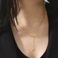 Skyrim Mode Moon Star Anhänger Halskette für Frauen Mädchen Edelstahl Gold Farbe Halsketten Collier