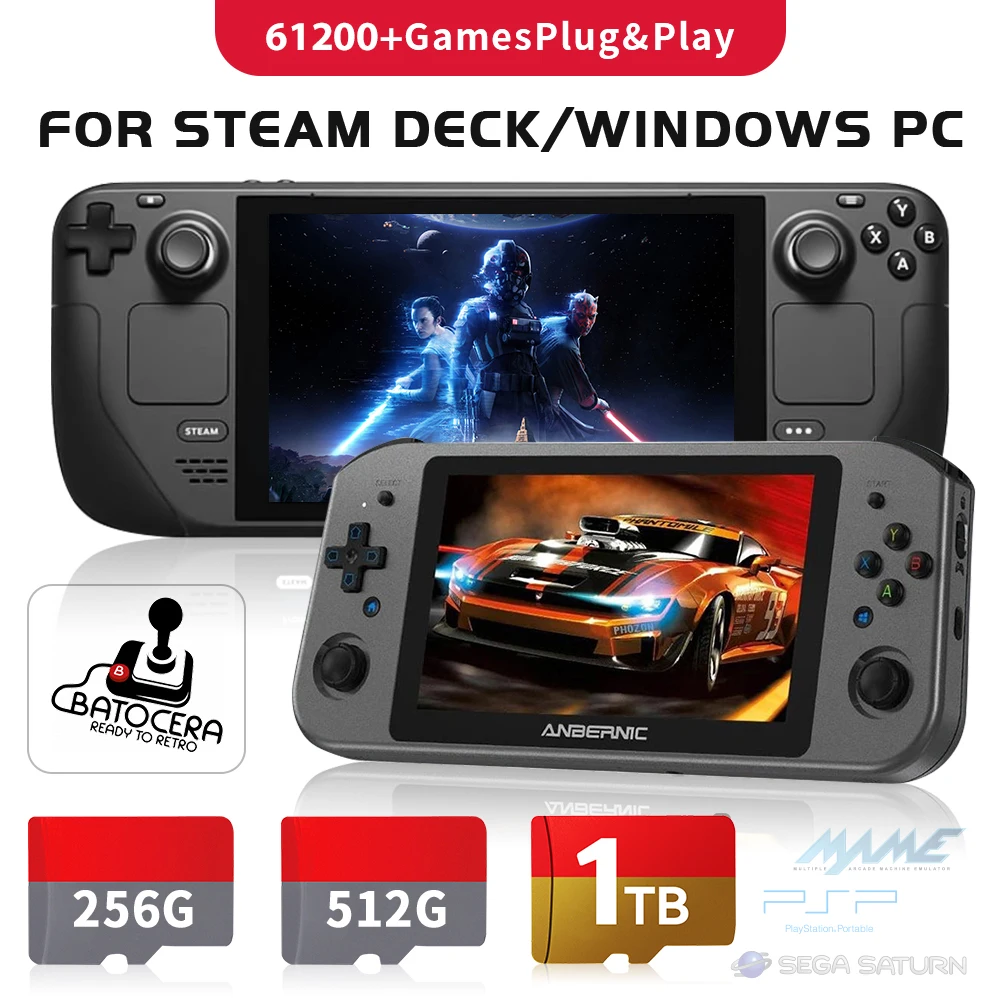 1 TB neueste Batocera 39 OS TF-Spielkarte für Steam Deck/Windows PC/MAC/Handheld-Spielekonsole mit 61200+ Spielen für PS3/PS2/PS1/N64 Image