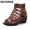 BEYARNE Marke Sandalen Casual Schuhe Sommer Frauen Sandalen Plus Größe Offene spitze Strass Echt Leder Schuhe Frau Mode Sandalen