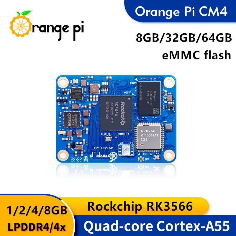Orange pi cm4 1gb 2gb 4gb 8gb ram ddr4 rk3566 8gb 32gb 64gb emmc wifi5-bt 5,0 orangepi cm4 laufen android ubuntu debian os opi cm 4 Image