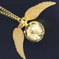 Goldenen Schnatz Ball Shaped Quarz Taschenuhr Mode Pullover Engel Flügel Halskette Anhänger