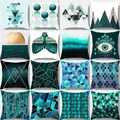 Abstrakte Geometrische Kissenbezug Blume Blätter Teal Blau Kissen Abdeckung Sofa Auto Schlafzimmer