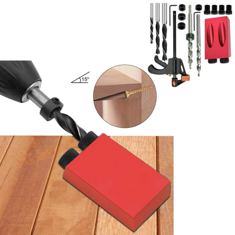 15 Grad Schräg lochs uch gerät Bohr führungs set Taschen loch vorrichtung ssatz Bohr führungs satz Puncher Locator mit Lochs uch armaturen Image