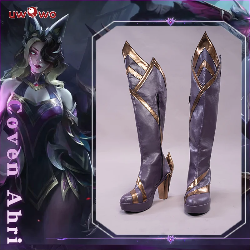 UWOWO Spiel LOL Coven Ahri Cosplay Schuhe Frauen Schuhe Hohe Stiefel Halloween Cosplay Schuhe Stiefel