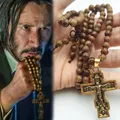Film John Docht Baba Yaga Cosplay Halskette Unisex Perlen Kette Jesus Kreuz Anhänger Halsketten