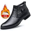 Qualität Kuh Leder Business herren Stiefel Herbst Winter Warme Pelz Schnee Stiefel Krokodil Muster Männer Stiefeletten männer Schuhe größe 46