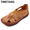 TIMETANG frauen Sandalen 2022 Sommer Echtem Leder Handgemachte Damen Schuh Leder Sandalen Frauen Wohnungen Retro Stil Mutter Schuhe