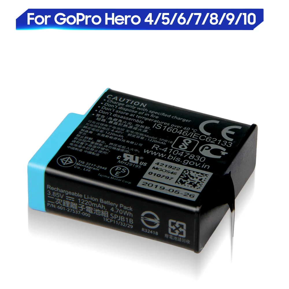 Original Ersatz Batterie Für GoPro Hero 4 5 6 7 8 Hero4 Hero8 Hero6 Hero 7 335-06532-000 AHDBT-401 SPJB1B 601-10197-000 Image