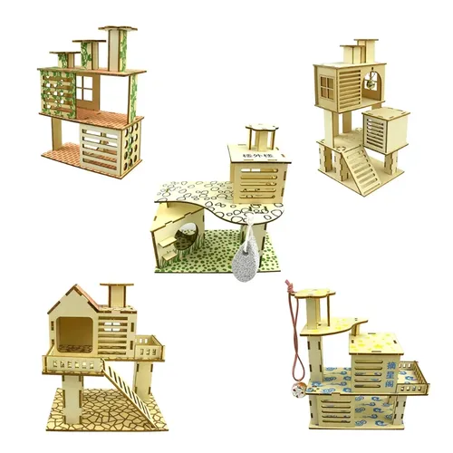Hamster Holz Villa Haus Klettern Spielzeug Hideout Nesting Lebensraum für Chinchillas Guinea