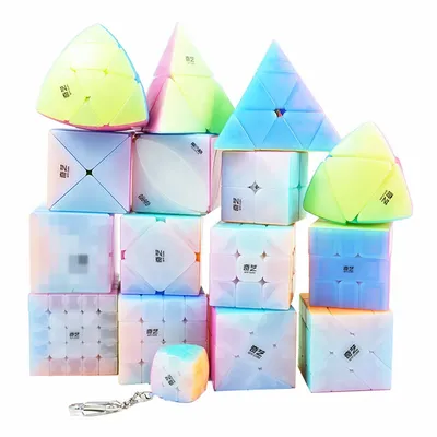 Qiyi Würfel Gelee Zauberwürfel 2x2 3x3 4x4 5x5 Pyramide Schlüssel bund Geschwindigkeit Würfel Image