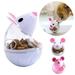 KAOU Pet Cat Kitten Mouse Shape Treat Holder Food Storage Dispenser Chew Play Toy Beige