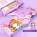 JOLIXIEYE Folding Double Sided Pencil Box with Back Stationery Slot Buckle Case for Teen Students Girls Kids No Password-F860 Purple