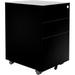 Essential File Cabinet - Home Office Filing Cabinet With Three Drawers For File Storage - Metal Storage Cabinet With Roll-And-Lock Casters Hanging Files & Lockable Top Drawer (Black)