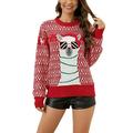 dmqupv Women Sweater Adult Female Clothes Cropped Sweatshirt Women s Knitted Sweater Fall/Winter Christmas Trendy Pet Jacquard Pullover Womens Petite (Red L)