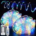 3Ft 50LED Rope Lights Outdoor USB Powered Clear Tube String Lights with 8 Modes Waterproof Indoor Outdoor LED Rope Lighting for Deck Garden Pool Patio Wedding Xmas Decorations Multicolor