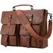 Leather Messenger Bag for Men 15.6 Inch Vintage Laptop Bag Briefcase Satchel