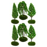 Hemoton 6 pcs Miniature Trees Model Trees Railroad Scenery Mini Trees Model Street Trees