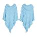 Women Solid Poncho With Tassels Knitted Shawl Scarf Fringed Wrap Sweater Pullover Cape Gifts For Sweaters And Pullovers Blue