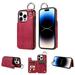 Mantto Design for iPhone 14 Pro Max PU Leather Wallet Phone Case with Kickstand Card Holder Slots Metal Ring Double Magnetic Clasp Back Flip Folio Protective Cover for Women Men Red