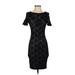 Belle Badgley Mischka Cocktail Dress - Bodycon: Black Jacquard Dresses - Women's Size 2