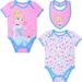 Newborn & Infant Pink/White Cinderella 3-Piece Bodysuit Bib Set