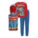 Toddler Blue/Red Superman Long Sleeve T-Shirt, Pants & Full-Zip Hoodie Vest Set