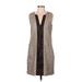 Waverly Grey Casual Dress - Shift Plunge Sleeveless: Brown Color Block Dresses - Women's Size 4