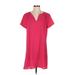 Lush Casual Dress - Shift V Neck Short sleeves: Pink Print Dresses - Women's Size Small