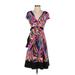 Maggy London Casual Dress - Wrap: Purple Print Dresses - Women's Size 4