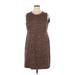 Lands' End Casual Dress - Sheath High Neck Sleeveless: Brown Color Block Dresses - Women's Size 14