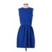 Gap Casual Dress - Fit & Flare: Blue Solid Dresses - Women's Size 2