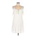 Garage Casual Dress - A-Line Tie Neck Sleeveless: White Print Dresses - Women's Size Large