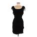 BCBGMAXAZRIA Casual Dress - Mini Boatneck Short sleeves: Black Print Dresses - Women's Size 6